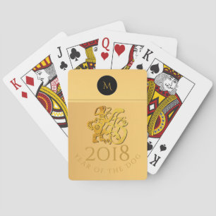 Gouden Chinese Hond Papercut Monogram Spelen C Speelkaarten