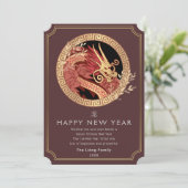 Gouden Chinese Nieuwjaar Dragon Feestdagenkaart (Staand voorkant)