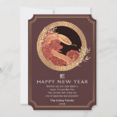 Gouden Chinese Nieuwjaarsslang Feestdagenkaart (Voorkant)