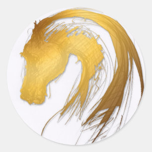 Gouden Chinese Paard Jaar Dierenriem Verjaardag CR Ronde Sticker