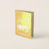 Gouden Chinese Papier-gesneden Ox Jaar 2021 Luxe G Folie Kaarten (Voorkant)