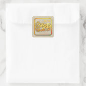 Gouden Chinese papier gesneden Ox Jaar 2021 SqS Vierkante Sticker (Tas)