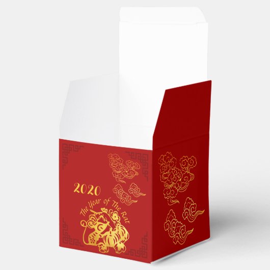 Gouden Chinese papier gesneden rat jaar 2020 CFB Bedankdoosjes (Geopend)