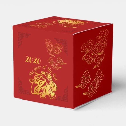 Gouden Chinese papier gesneden rat jaar 2020 CFB Bedankdoosjes (Achterkant)
