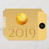 Gouden Chinese Varken Papercut 2019 Monogram Uitno Kaart (Voorkant / Achterkant)