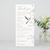 Gouden Chinoiserie Bloemen bruiloft Dank u kaart (Staand voorkant)