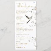 Gouden Chinoiserie Bloemen bruiloft Dank u kaart (Voorkant)