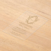 Gouden Chinoiserie Crest Monogram Huwelijk Acryl Uitnodigingen (Laagn)