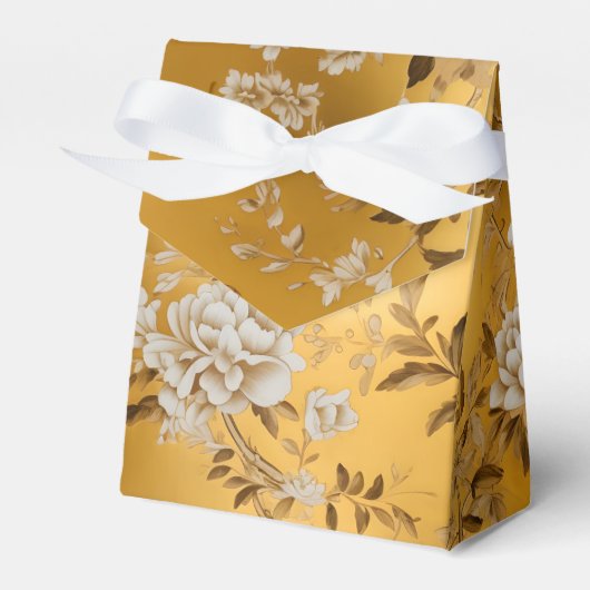 Gouden Chinoiserie Floral Favor Box Bedankdoosjes (Voorkant Zijde)