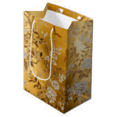 Gouden Chinoiserie Floral Gift Bag Medium Cadeauzakje (Voorkant Gekanteld)