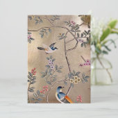 Gouden Chinoiserie met Song Birds en Blossoms Kaart (Staand voorkant)