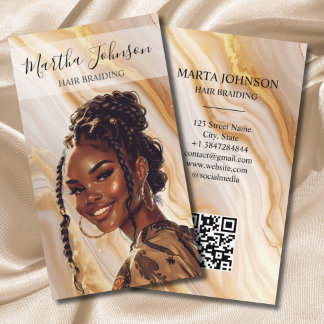 Gouden Chique Afro Amerikaanse vlechten vlechten Q Visitekaartje