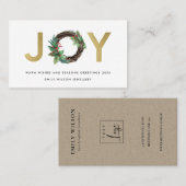 GOUDEN CHIQUE HOLLY BERRY JOY KRANS KERST LOGO VISITEKAARTJE (Voorkant / Achterkant)