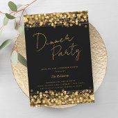 Gouden chique verlichting Script Dinner Party Zwar Kaart