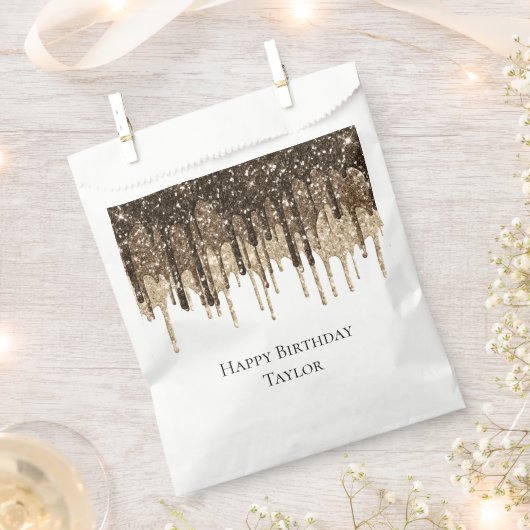 Gouden Chocolade Ice Cream Glitter Druppels Verjaa Bedankzakje (Geknipt)