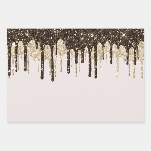 Gouden Chocolade Ice Cream Glitter Druppels Verjaa Inpakpapier Vel (Voorkant 3)