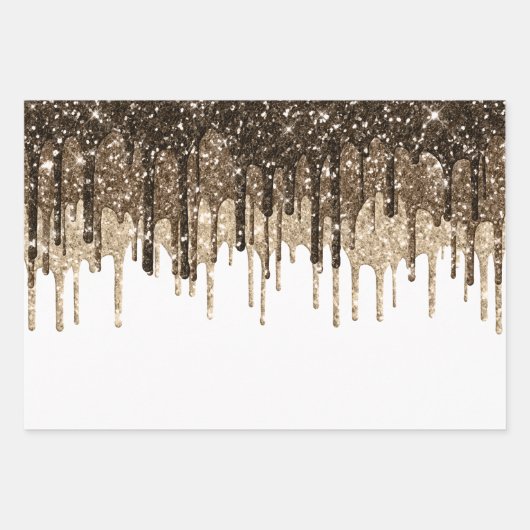 Gouden Chocolade Ice Cream Glitter Druppels Verjaa Inpakpapier Vel (Voorkant 2)