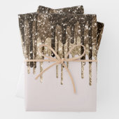 Gouden Chocolade Ice Cream Glitter Druppels Verjaa Inpakpapier Vel (In situ)