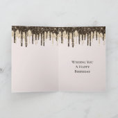 Gouden Chocolade Ice Cream Glitter Druppels Verjaa Kaart (Binnen)