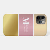 Gouden Chopper Roze Strip Metallic monogram Naam Case-Mate iPhone Case (Achterkant (horizontaal))