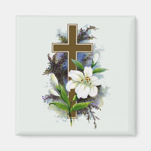 Gouden christelijk kruis magneet (Voorkant)