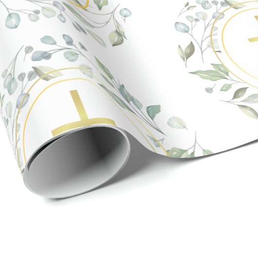 Gouden Christelijk Kruis met Laurierkrans Cadeaupapier (Rol Hoek)