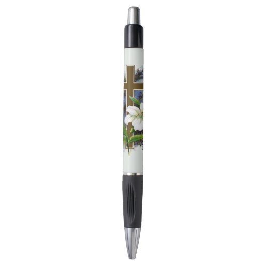 Gouden christelijk kruis pen (Voorkant Verticaal)
