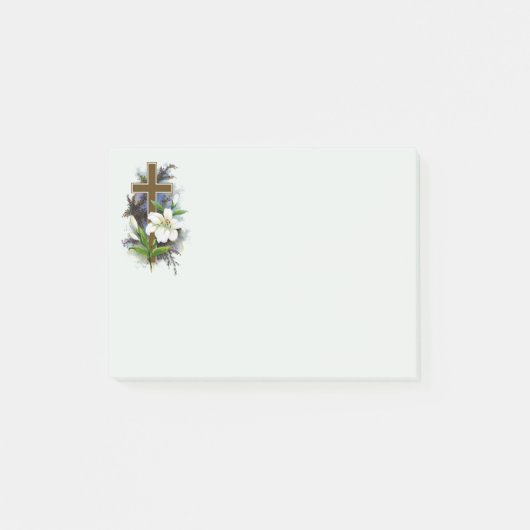 Gouden christelijk kruis post-it® notes (Voorkant)