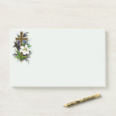 Gouden christelijk kruis post-it® notes (Op bureau)