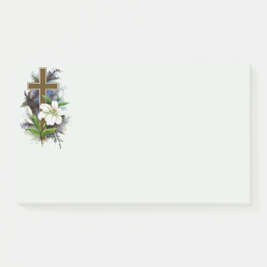 Gouden christelijk kruis post-it® notes (Voorkant)