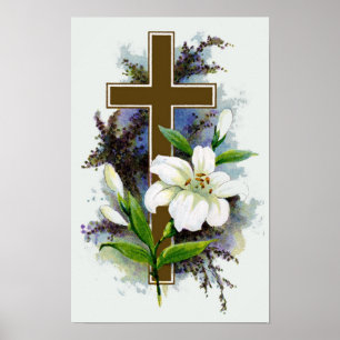 Gouden christelijk kruis poster