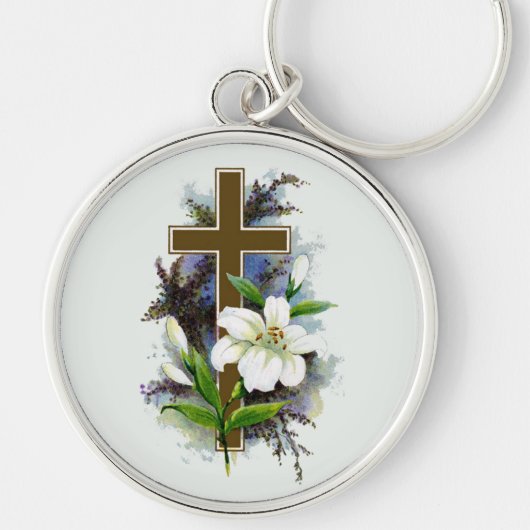 Gouden christelijk kruis sleutelhanger (Voorkant)