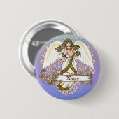 Gouden Christelijke Engel Hart   Ronde Button 5,7 Cm (Voorkant /achterkant)