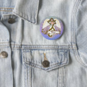Gouden Christelijke Engel Hart   Ronde Button 5,7 Cm (In situ)