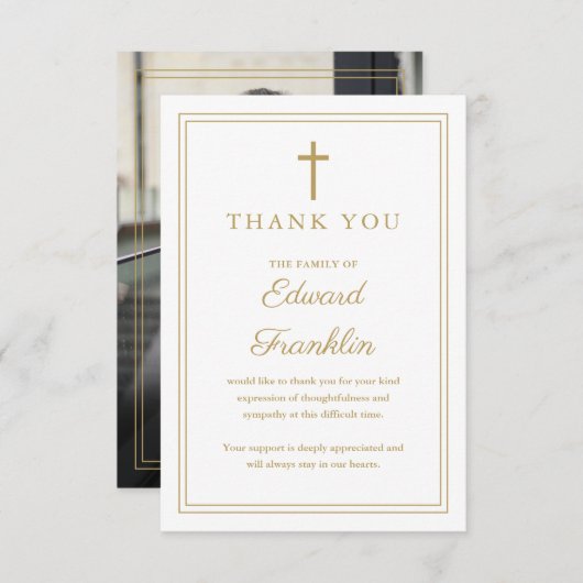 Gouden Christelijke Feest van het Leven Begrafenis Bedankkaart (Voorkant / Achterkant)