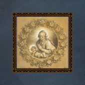 Gouden Christelijke Kerstmiskerststal Madonna Kind Poster
