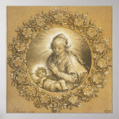 Gouden Christelijke Kerstmiskerststal Madonna Kind Poster (Voorkant)