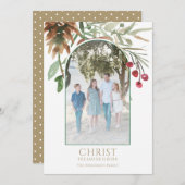 Gouden Christus is Geboren Religieuze Kerstkaart (Voorkant / Achterkant)