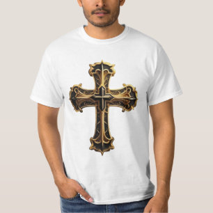 Gouden Christus kruis T-shirt