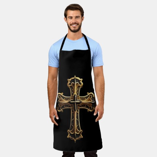 Gouden Christus's Kruis 2 Schort (Gedragen)
