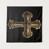 Gouden Christus's Kruis 2 Wandkleed (Voorkant (horizontaal))