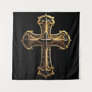 Gouden Christus's Kruis 2 Wandkleed