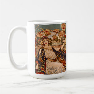 Gouden Chrysanthemum Muze – Art Nouveau Bloemstuk  Koffiemok