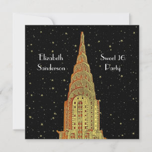 Gouden Chrysler Bldg Silhouette #2 Sterren Sweet 1 Kaart