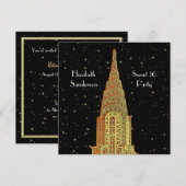 Gouden Chrysler Bldg Skyline #2 Sterrenzoet 16 SQ Kaart (Voorkant / Achterkant)