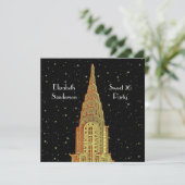 Gouden Chrysler Bldg Skyline #2 Sterrenzoet 16 SQ Kaart (Staand voorkant)
