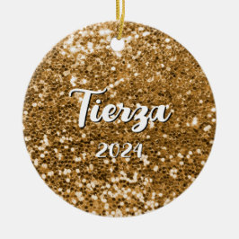 Gouden Chunky Glitter gepersonaliseerd Keramisch Ornament