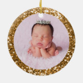 Gouden Chunky Glitter gepersonaliseerd Keramisch Ornament (Achterkant)