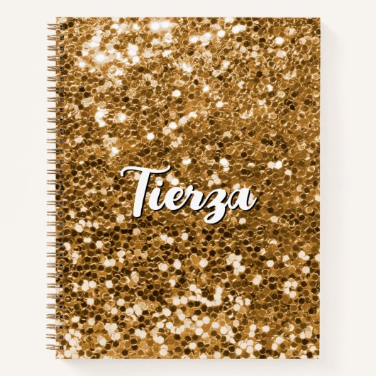 Gouden Chunky Glitter gepersonaliseerd Notitieboek (Voorkant)