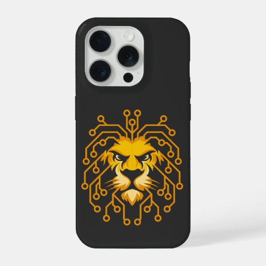 Gouden Circuit Leeuw iPhone 15 Hoesje Pro Case (Achterkant)
